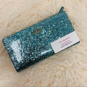 Kate Spade Glitter Bug Aqua Wallet